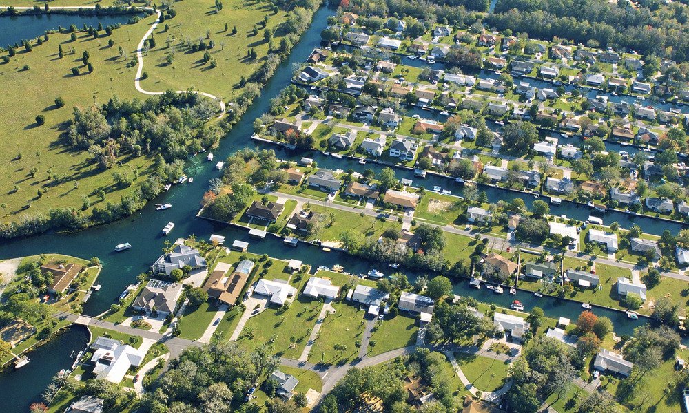 Vista aérea de la dispersión urbana en Estados Unidos